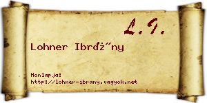 Lohner Ibrány névjegykártya